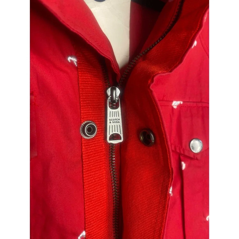 Scotch & Soda women's Rain Jacket Red‎ Hot Lips Hooded NEW w/defect size medium